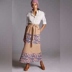 🆕 ANTHROPOLOGIE X SACHIN & BABI | Tan Floral Jacquard Tiered Maxi Skirt | 12